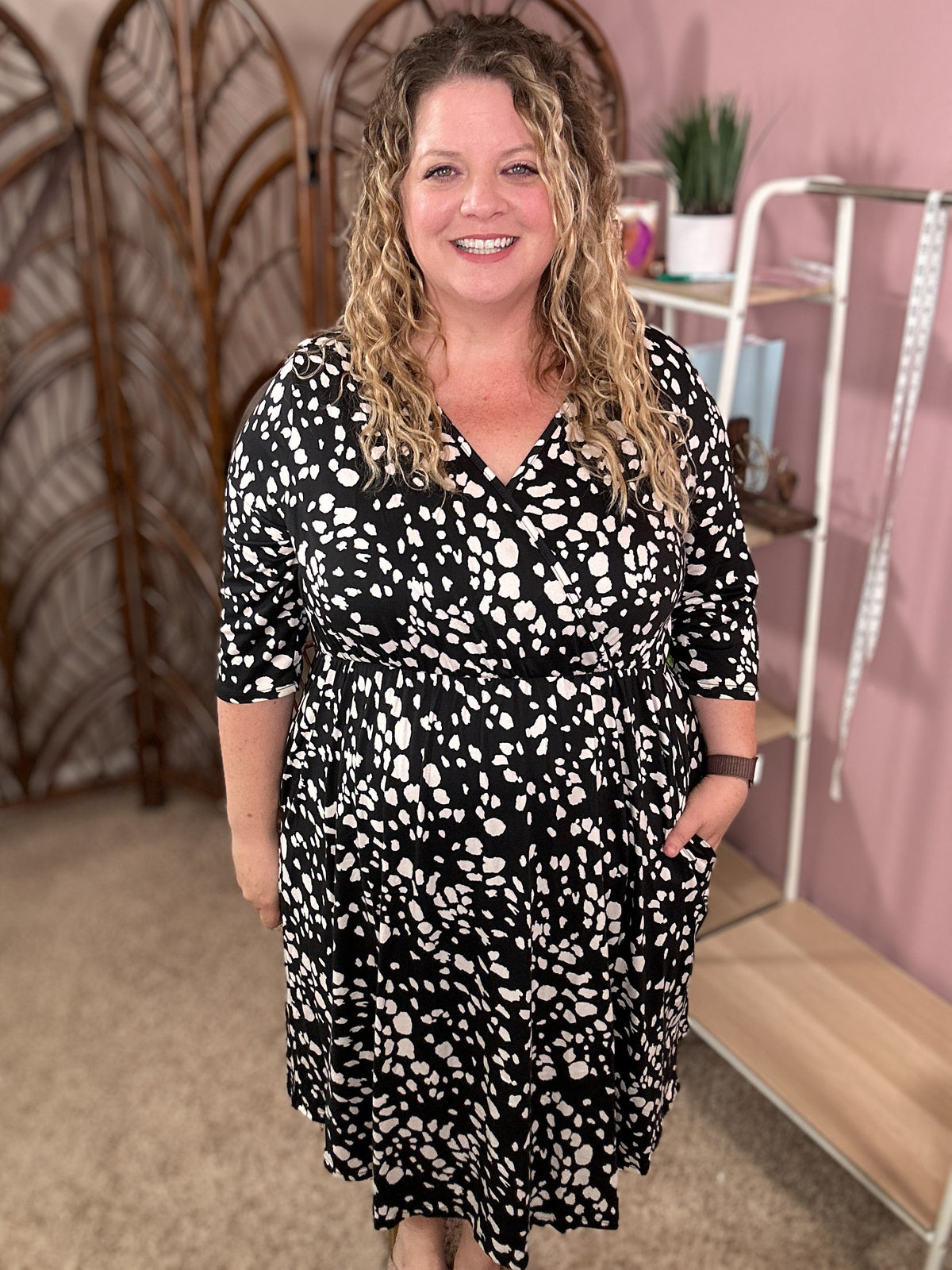 Endless Opportunities Faux Wrap Dress - Seeing Spots