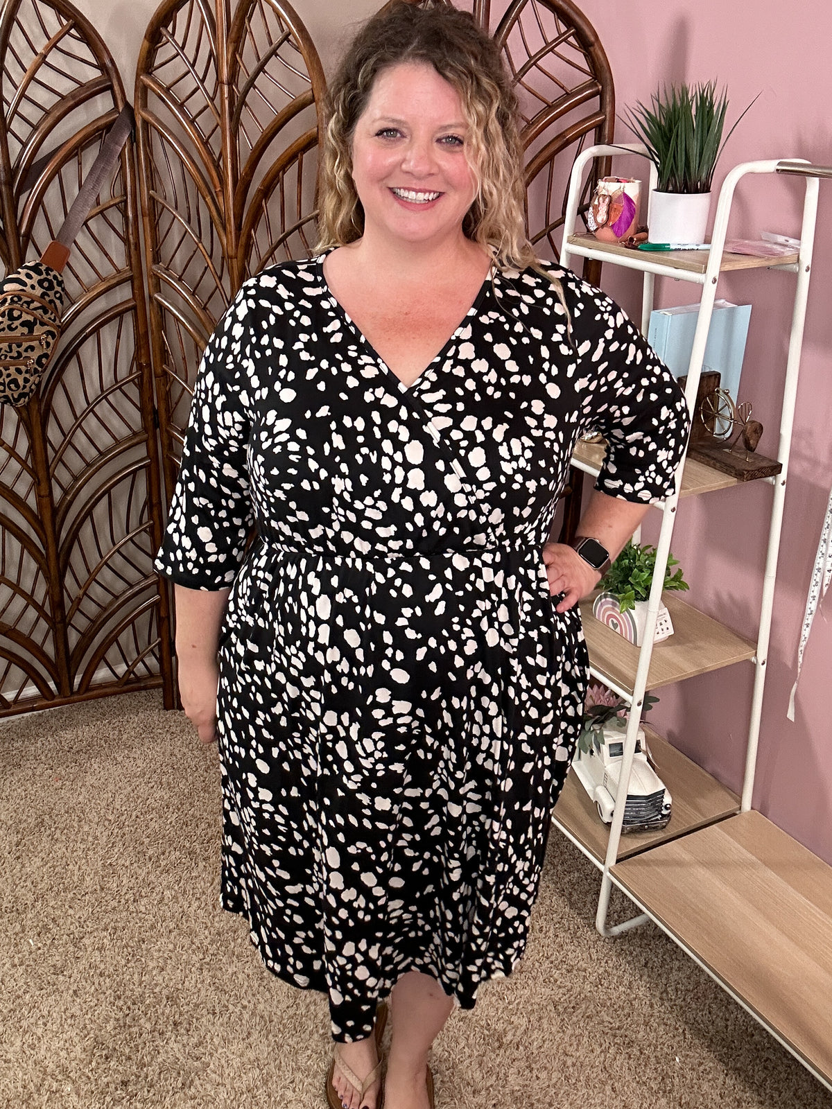 Endless Opportunities Faux Wrap Dress - Seeing Spots