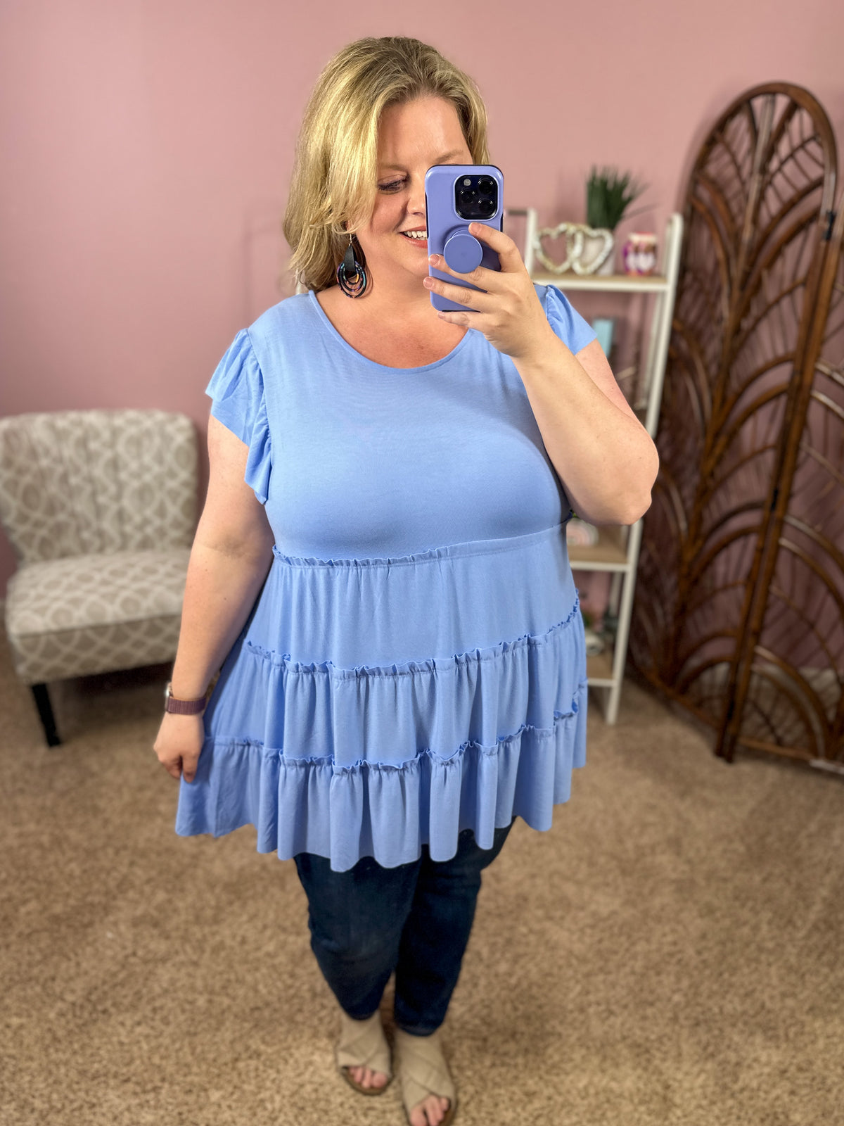 Simply the Best Tiered Top - Spring Blue