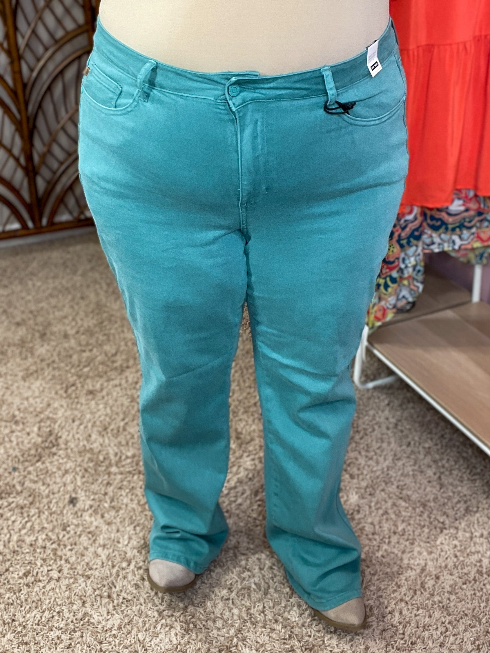 Mermaid Dreams Judy Blue Jeans - Sea Green Teal - Curved and Dangerous